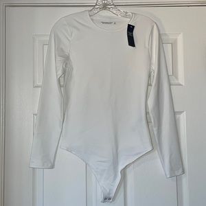 Abercrombie & Fitch White Long Sleeve Bodysuit with Tags Still On